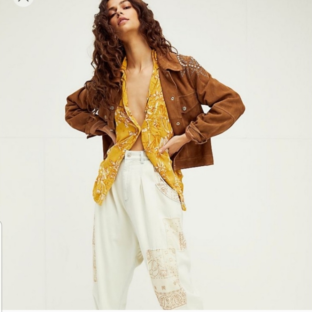 FREE PEOPLE Its A Vibe button-up Blouse Small
